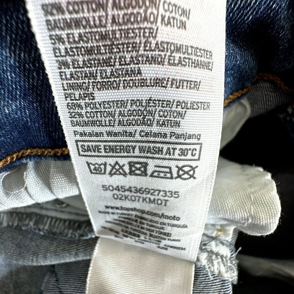 Topshop Womens Jeans 34x30 Acid Wash Dip Moto Jamie High Waist Ankle Grazer NEW - Picture 5 of 14